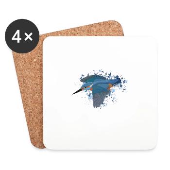 Martin-pêcheur Jardin Oiseau chanteur Oiseau biologiste Oiseau - Dessous de verre (lot de 4) - blanc - Devant