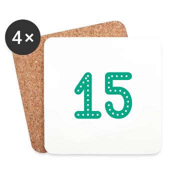 15 ANS. 15e ANNIVERSAIRE. ANNIVERSAIRE 15 ANS. 15 - Dessous de verre (lot de 4) - blanc - Devant