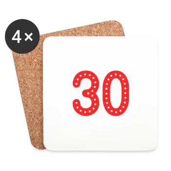 30 ANS. 30e ANNIVERSAIRE. ANNIVERSAIRE 30 ANS. 30 - Dessous de verre (lot de 4) - blanc - Devant
