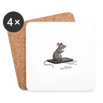 Rat on iPhone - Untersetzer (4er-Set) - Weiß - Vorne