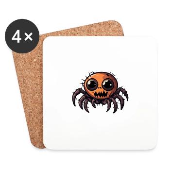 Tarentule Halloween Bande dessinée drôle - Dessous de verre (lot de 4) - blanc - Devant