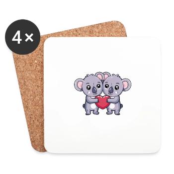 Koala Paar Valentinstag - Untersetzer (4er-Set) - Weiß - Vorne