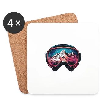 Skibrille Berge Ski - Untersetzer (4er-Set) - Weiß - Vorne