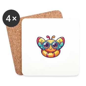 Papillon Bande Dessinée Cool - Dessous de verre (lot de 4) - blanc - Devant