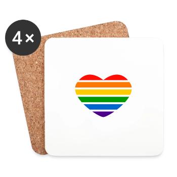 Coeur - Arc-en-ciel - Dessous de verre (lot de 4) - blanc - Devant