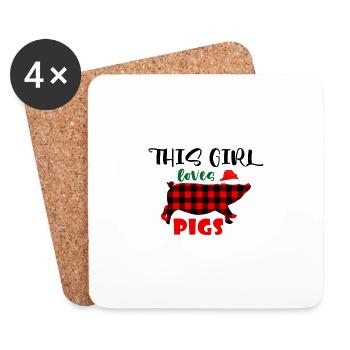 This Girl Loves Pigs Christmas - Coasters (set of 4) - white - Front
