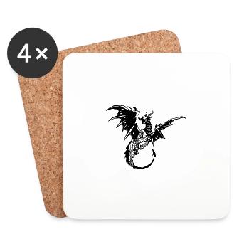 Dragon - Dessous de verre (lot de 4) - blanc - Devant
