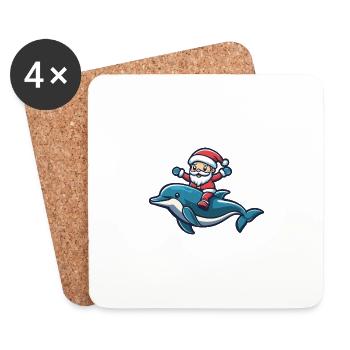 Dolphin Santa Claus - Coasters (set of 4) - white - Front