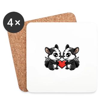 Skunk Couple Saint-Valentin - Dessous de verre (lot de 4) - blanc - Devant
