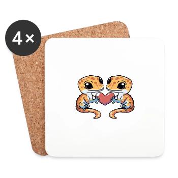 Couple de lézards amoureux Gecko lézard Saint-Valentin - Dessous de verre (lot de 4) - blanc - Devant