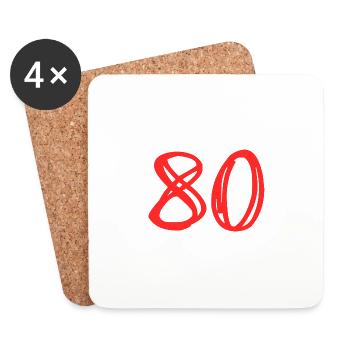 80 YEARS. 80TH ANNIVERSARY. BIRTHDAY 80 YEARS. - Coasters (set of 4) - white - Front