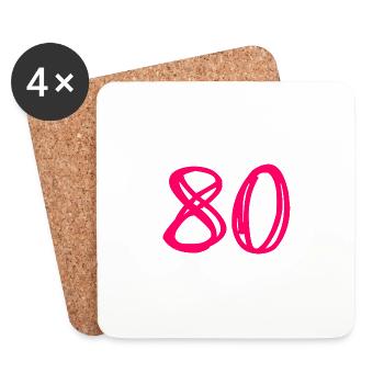 80 JAHRE. 80-JÄHRIGES JUBILÄUM. GEBURTSTAG 80 JAHRE. 80 - Untersetzer (4er-Set) - Weiß - Vorne