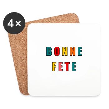 BONNE FÊTE. FÊTE DES MÈRES. FÊTE DES PÈRES. FÊTE - Dessous de verre (lot de 4) - blanc - Devant