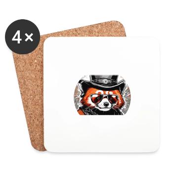 Chapeau de panda roux - Dessous de verre (lot de 4) - blanc - Devant