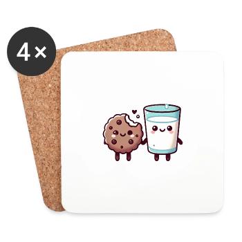 Illustration de biscuit au lait meilleurs amis - Dessous de verre (lot de 4) - blanc - Devant