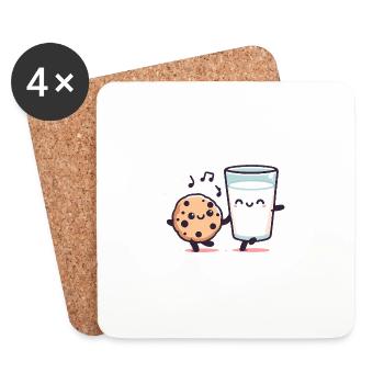 Happy Cookie Milk Dance Duo - Coasters (set of 4) - white - Front
