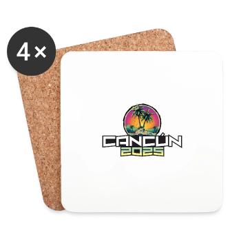 Cancun 2025 Holiday Palms - Coasters (set of 4) - white - Front