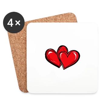 Herzen Liebe Symbol - Untersetzer (4er-Set) - Weiß - Vorne