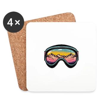 Ski Goggles Mountains Ski Colorful - Coasters (set of 4) - white - Front