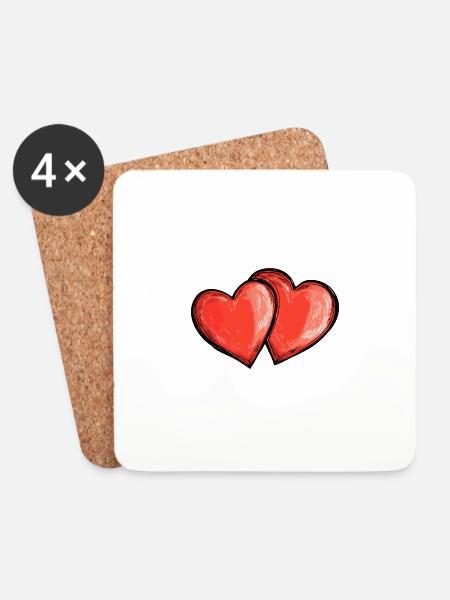 Herzen Liebe Symbol - Untersetzer (4er-Set) - Weiß