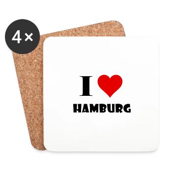 I Love Hamburg - Untersetzer (4er-Set) - Weiß - Vorne