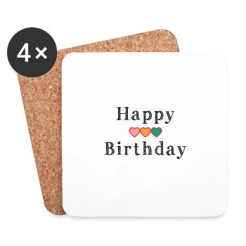 HAPPY BIRTHDAY - Dessous de verre (lot de 4) - blanc - Devant