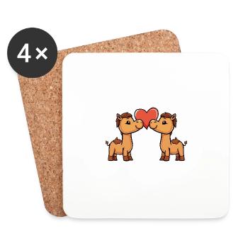 Kamel Paar Valentinstag - Untersetzer (4er-Set) - Weiß - Vorne