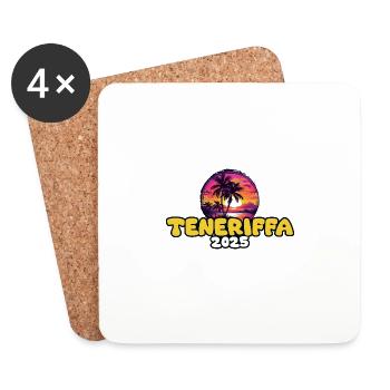 Tenerife 2025 Palm Trees Multicoloured - Coasters (set of 4) - white - Front