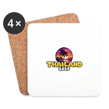 Thailand 2025 Palmen Bunt - Untersetzer (4er-Set) - Weiß - Vorne