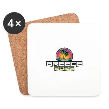 Greece 2025 Holiday Palm Trees - Coasters (set of 4) - white - Front