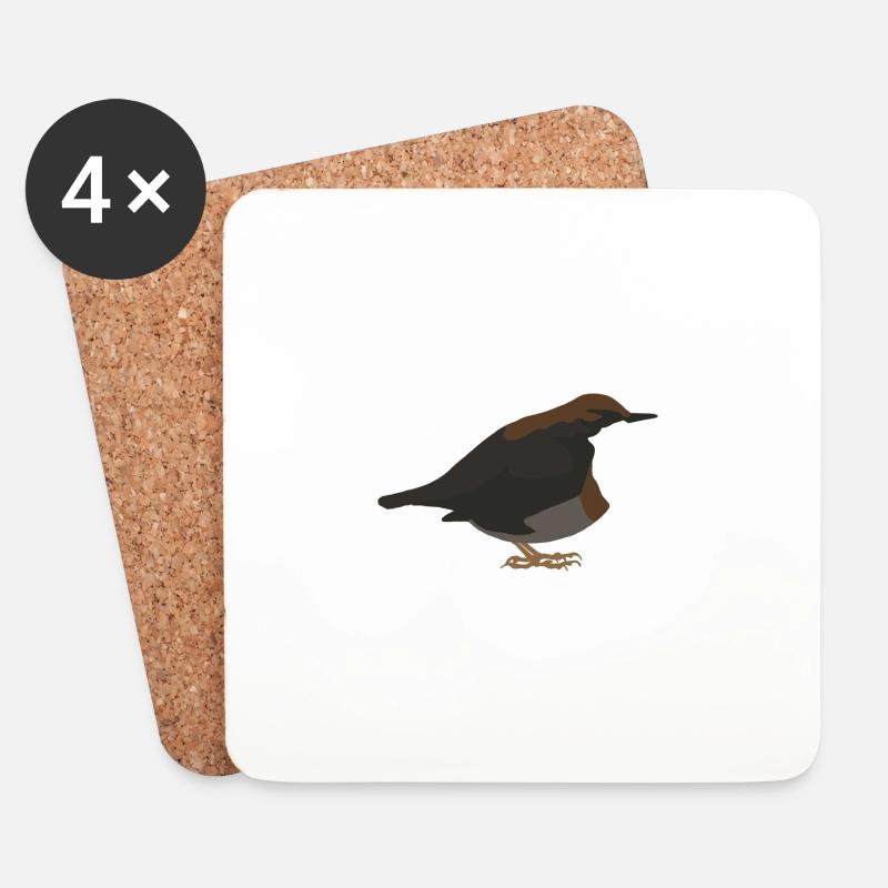 Wasseramsel - Untersetzer (4er-Set) - Weiß