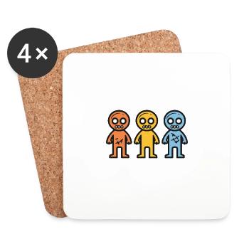 Zombies Halloween Mignon - Dessous de verre (lot de 4) - blanc - Devant