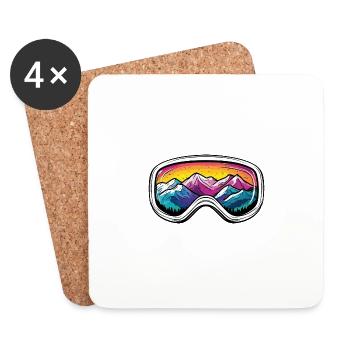 Lunettes de ski Montagnes Piste - Dessous de verre (lot de 4) - blanc - Devant