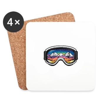 Lunettes de ski Symbole Montagnes Piste - Dessous de verre (lot de 4) - blanc - Devant