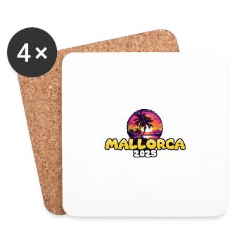 Mallorca 2025 Palmen Bunt - Untersetzer (4er-Set) - Weiß - Vorne