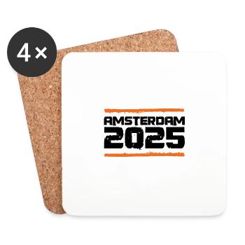 Vacances Amsterdam 2025 - Dessous de verre (lot de 4) - blanc - Devant