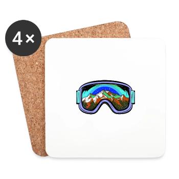 Ski Goggles Mountains Ski Colorful - Coasters (set of 4) - white - Front