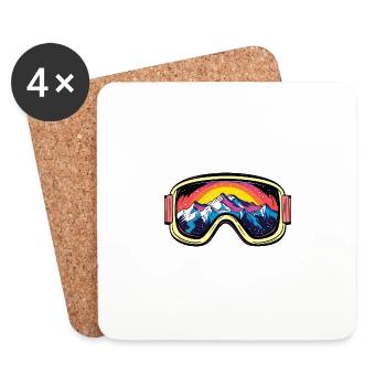 Skibrille Berge Ski Symbol Bunt - Untersetzer (4er-Set) - Weiß - Vorne