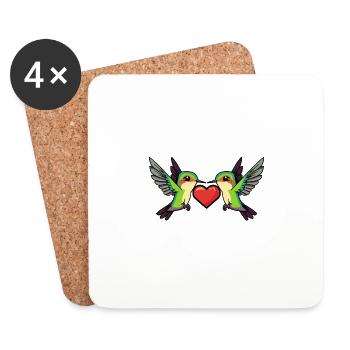 Colibri oiseau couple Saint-Valentin - Dessous de verre (lot de 4) - blanc - Devant
