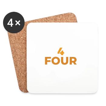 DESIGN CHIFFRE 4  ET LETTRES TYPOGRAPHY - Dessous de verre (lot de 4) - blanc - Devant