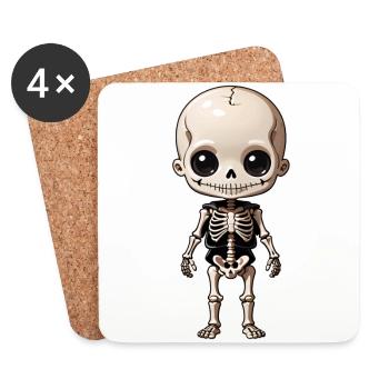 Halloween - niedlicher Tod - Skelett mit Umhang - Untersetzer (4er-Set) - Weiß - Vorne
