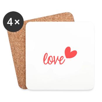 LOVE. MA CHERIE. MON CHERI. CHERI. I LOVE YOU - Dessous de verre (lot de 4) - blanc - Devant