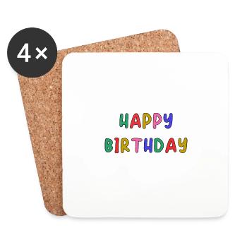 HAPPY BIRTHDAY. HAPPY BIRTHDAY. ANNIVERSARY. - Coasters (set of 4) - white - Front