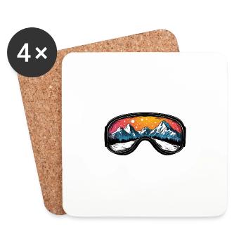 Ski Goggles Mountains Icon - Coasters (set of 4) - white - Front