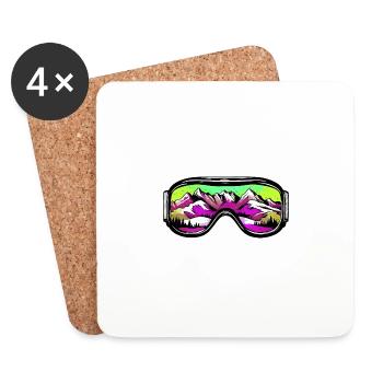 Ski Goggles Mountains Ski Symbol Mountains - Coasters (set of 4) - white - Front