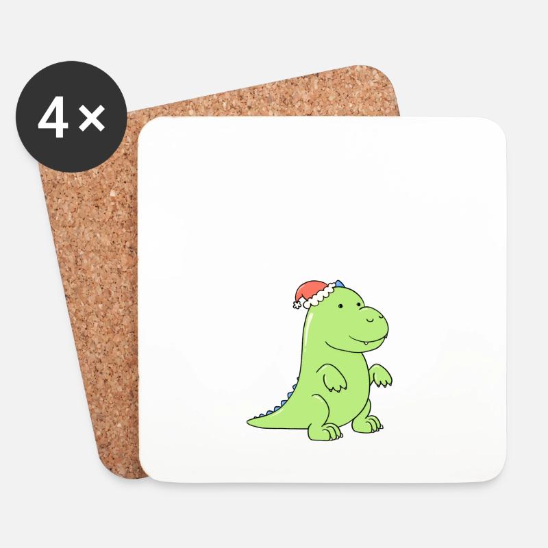 ein süßer Dinosaurier an Weihnachten - Untersetzer (4er-Set) - Weiß