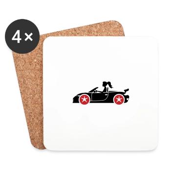 Frau Auto Cabrio - Untersetzer (4er-Set) - Weiß - Vorne