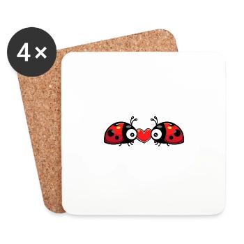 Coccinelle Couple Saint-Valentin - Dessous de verre (lot de 4) - blanc - Devant
