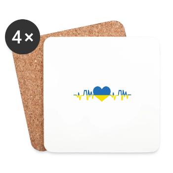 Ukraine heartbeat Stand With Ukraine - Coasters (set of 4) - white - Front