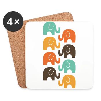 éléphants - Coasters (set of 4) - white - Front